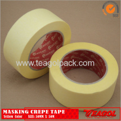 Yellow Crepe Paper Tape Industrial Purpose 19mm x 50M/25mmx50M/30mmx50M/38mmx50M/50mmx50M