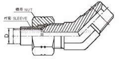 Stainelss steel 45° Elbow JIC 74°cone/ BSPT male Fittings