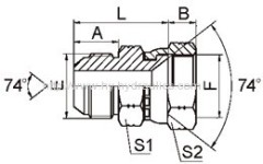 JIC male 74° cone/ JIC female 74° seat Adapters 2J