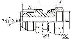 JIC male 74°cone/ ORFS female Adapters 2JF