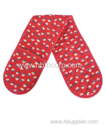 flower red double oven mitt