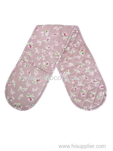 flower pink double oven mitt