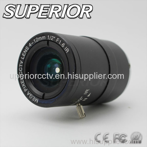 4-12mm 2.0 Megapixe Varifocal Manual Iris CCTV Day & Night Lens