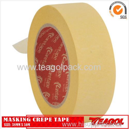 Crepe Paper Paint Tape Industrial Purpose Yellow Color 50m/Roll