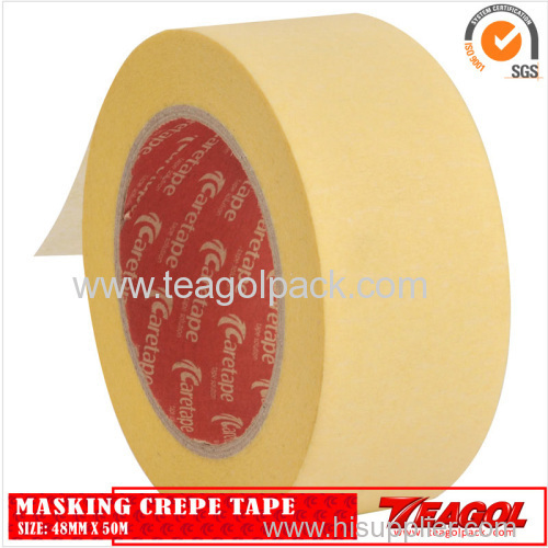 Crepe Paper Paint Tape Industrial Purpose Yellow Color 50m/Roll