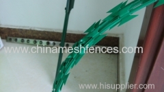 green powder coated BTO-22 razor barbed wire