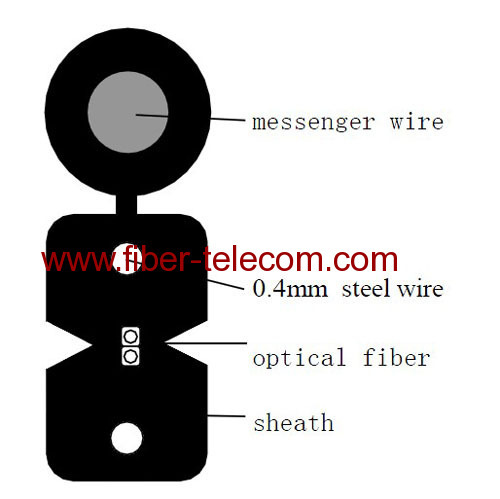 FTTH Drop Cable 2fibers Fig.8 with 0.4mm Steel Wire Strength member