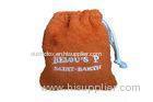 Orange Toweling Drawstring Pouch Embroidered For Bath Gloves , 1316cm