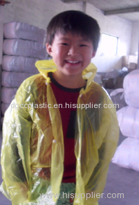 PE kid button disposable raincoat