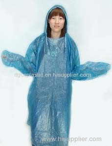 PE integrated disposable raincoat with cap cord