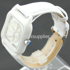 2014 Unique Stylish White Square Ceramic Quartz Ladies Ceramic Watches