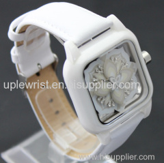 2014 Unique Stylish White Square Ceramic Quartz Ladies Ceramic Watches