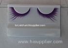 Reusable Purple Strip Colored Fake Eyelashes For Eye Makeup , Extra Long False Eyelashes