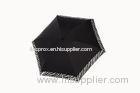 Black Sun Parasol Umbrella Silver Coating Fabric For Woman , Silk Screen