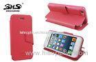 Pink Apple iphone Protective Cases Shockproof PU Leather Wallet Cover For iPhone 5 / 5S