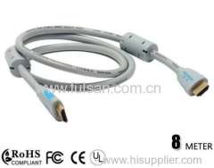 8m HDMI Cable M/M Golden plated with two Ferrite core