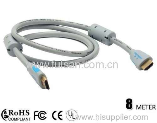 High Quality HDMI Cable 19Pin M/M with ferrite 1080p 8m