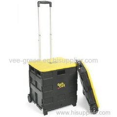 Plastic Lightweight Folding Shopping Cart with Telescopic Handle