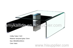 coffee table (tempered bent glass/MDF/clear glass)