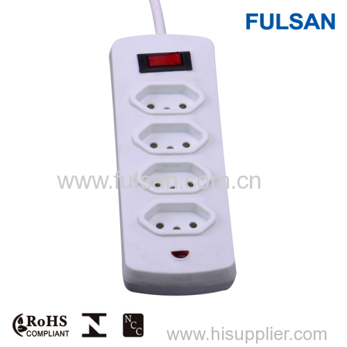 4 Gang UL/CUL power strip with individual switch and overload protection