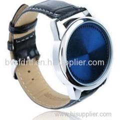 NEW 2013 Blue & Silver Touch Screen Black Leather LED Watch