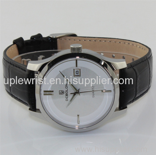Black Genuine Leather Stainless Steel Watch. hot new products for 2014