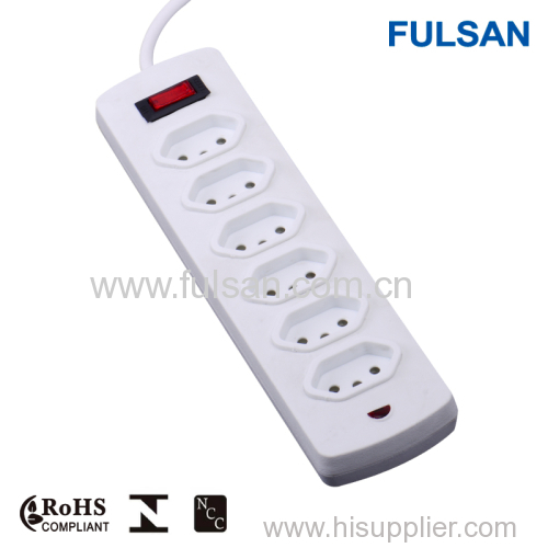 Inmetro Extension Power Strip 6 outlet with LED indicator