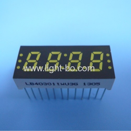 7,6 milímetros Ultra branco (0,3 ") de 4 dígitos de 7 segmentos Display LED para painel de instrumentos