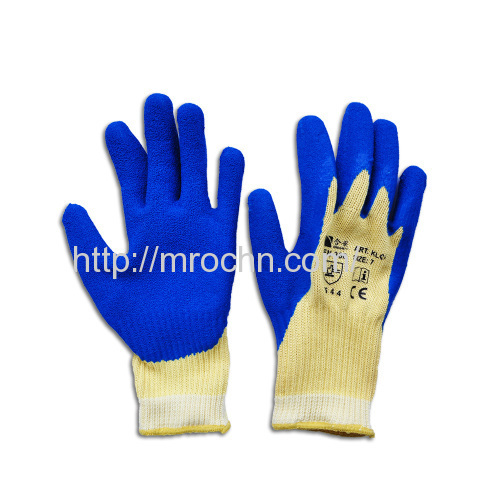 Latex gloves with Kevlar string knitted shell