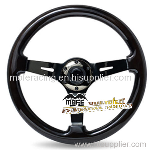 350mm Black Wood Steering Wheel