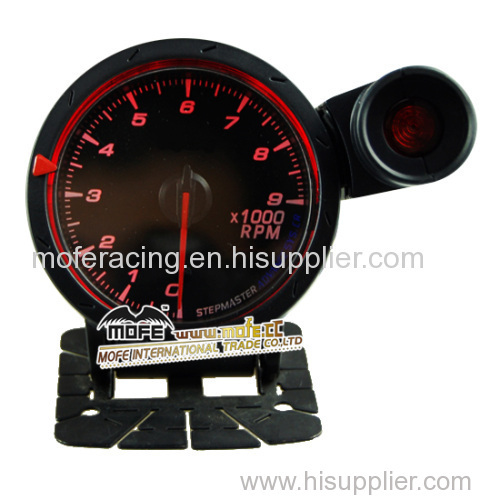 60mm black face red lcd tachometer with shift light
