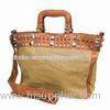 Durable Leather Business Tote Ladies Bag With Shiny Rivets , Bags Support Customized Design
