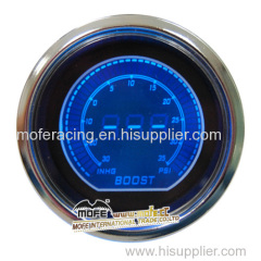 52mm black face blue lcd boost gauge meter