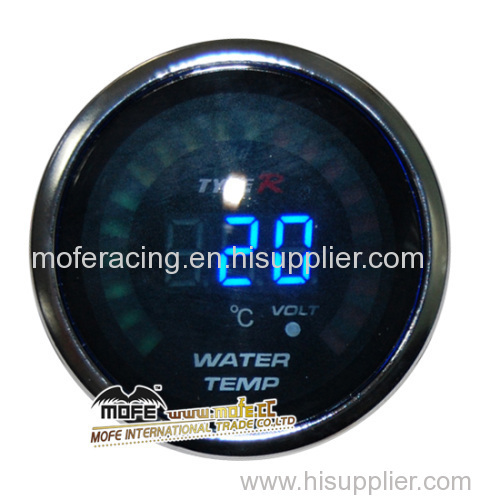 52mm black face blue lcd water temp