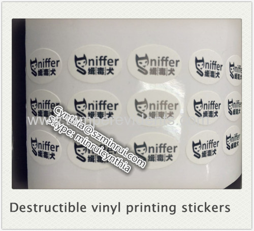 Destructible vinyl printing anti-counterfeit Tamper Proof Seal stickers