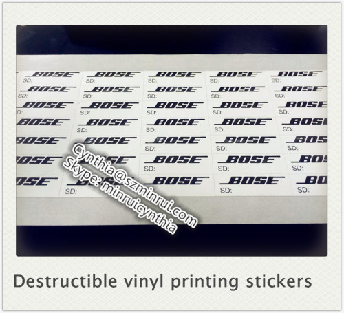 Destructible vinyl printing anti-counterfeit Tamper Proof Seal stickers