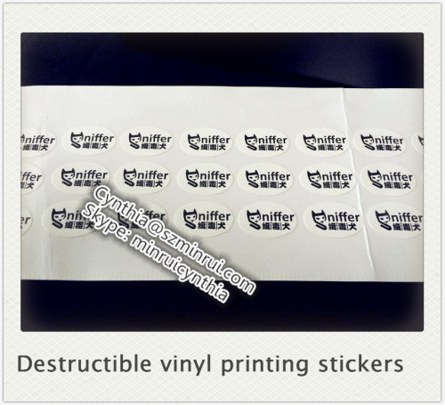 Destructible vinyl printing anti-counterfeit Tamper Proof Seal stickers