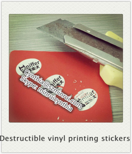 Destructible vinyl printing anti-counterfeit Tamper Proof Seal stickers