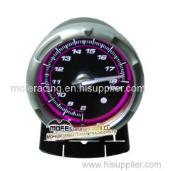 60mm black face red lcd volt gauge with shift light