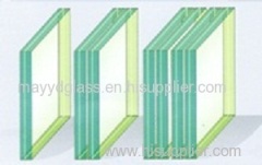 Tinted laminated safety glass in building windows and doors , curtain walls