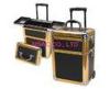 Black Fireproof Aluminum Cosmetic Trolley Case 420*260 *220mm For Travel