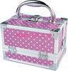 4mm MDF PVC Aluminum Cosmetic Cases / Makeup Boxes With Mirror , Pink