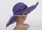 13cm Brim Purple Ladies Tea Party Hats / 56cm Large Brim Hat With Bowknot