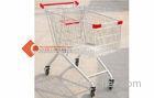 Stackable 125L Push Supermarket Shopping Cart / Trolleys With 4" PVC Castors