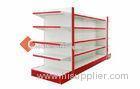 Red Laber Supermarket Shelves Steel Freestanding Shelving Unit 30*60 / 40*80mm post