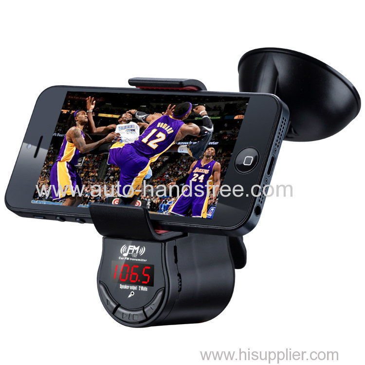 cell phone holder with fm transmitter for car