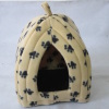 cute cat pet foldable fabric house with paw printing