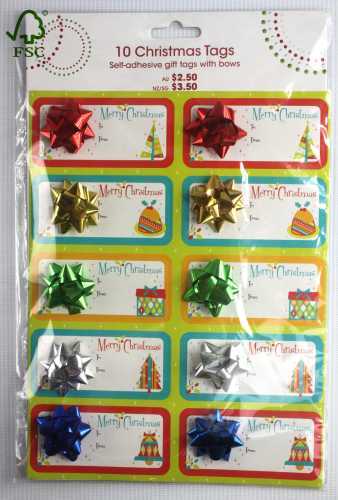 Christmas tags sticker with bow