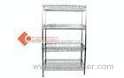 4 Tier Wine Metal Wire Steel Shelving With Chrome Plated / Powder Coating