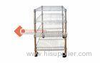 Zinc Plated Wheeled Wire Shelving Racks Empty Supermarket Shelves